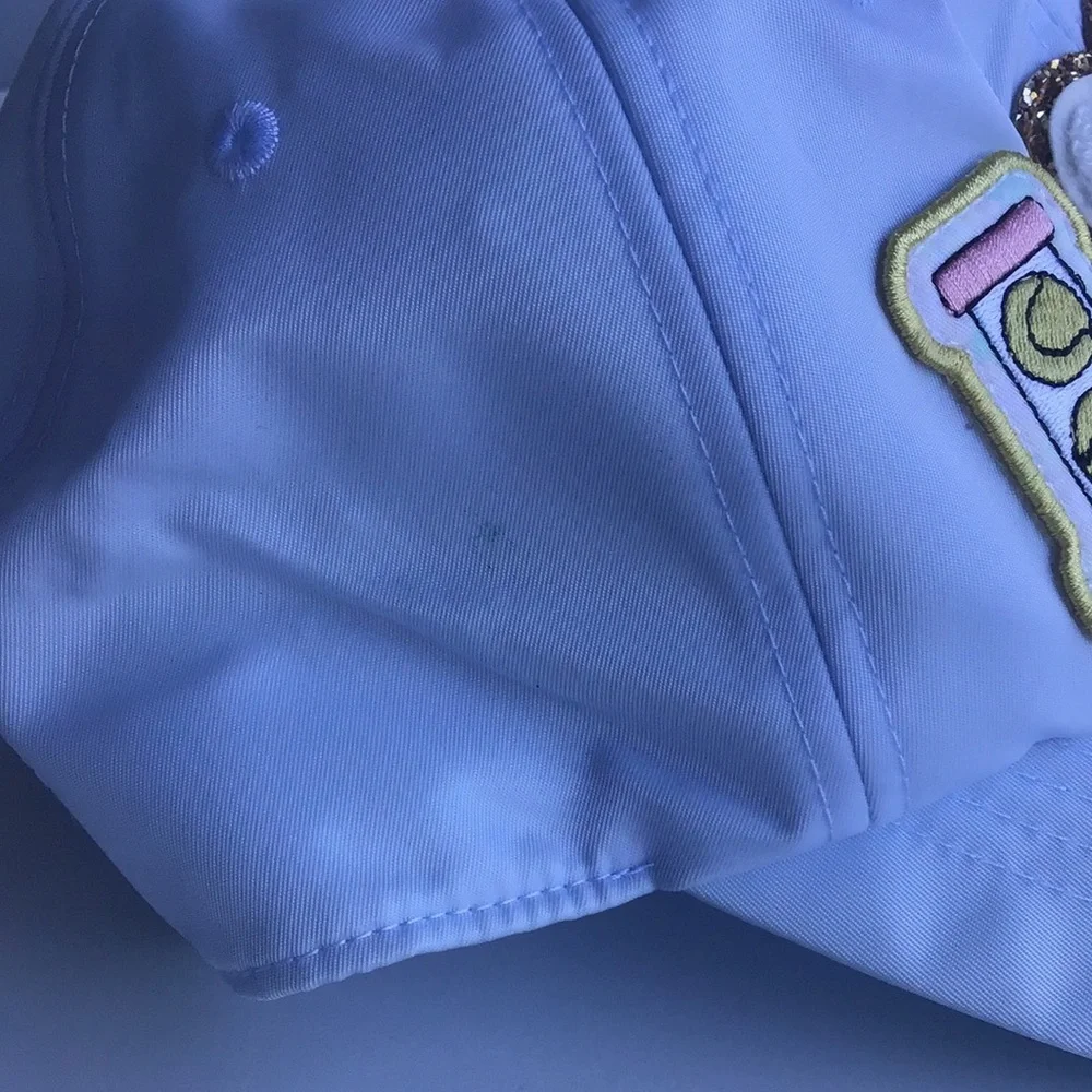 Stoney Clover Lane pastel baby blue nylon baseball cap I heart tennis racket